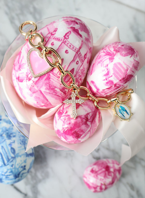Pink Our Lady charm bracelet