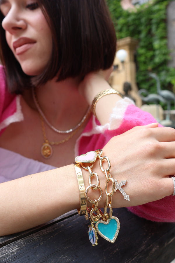 Pink Our Lady charm bracelet