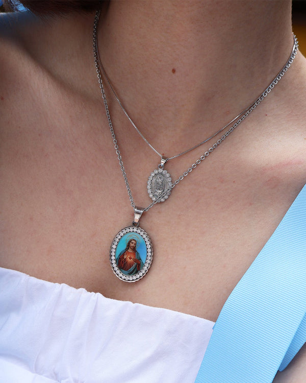 Jumbo Sacred Heart Picture Necklace