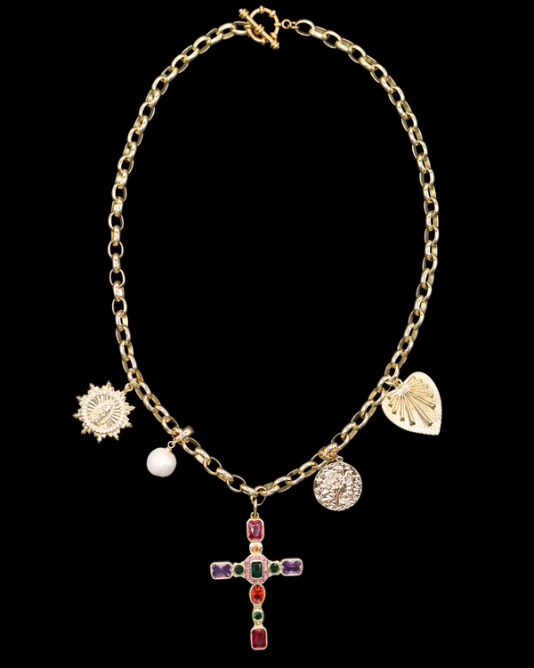 Multi-Color Cross Charm Necklace