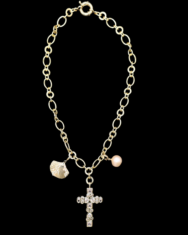 Chunky Cross Shell Necklace