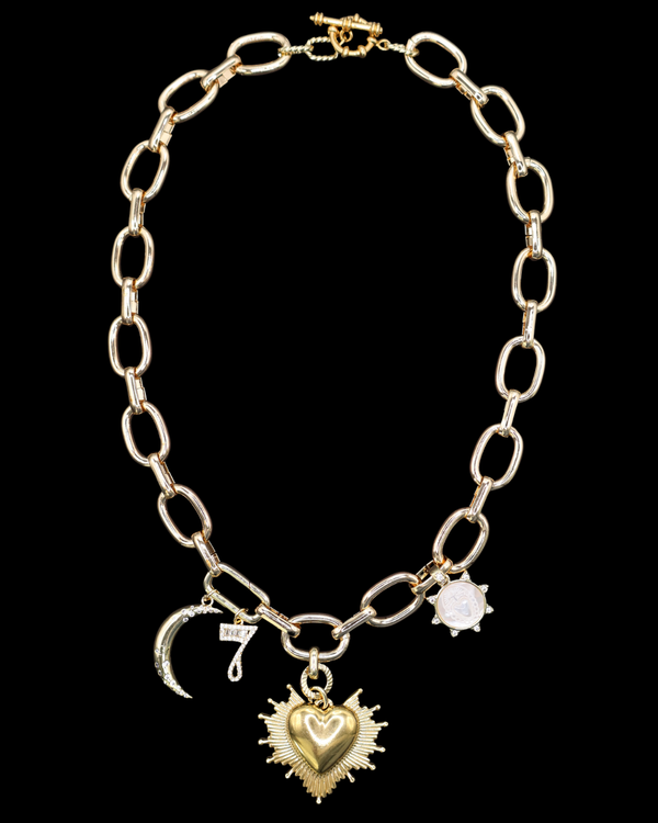Moon & Sacred Heart Necklace
