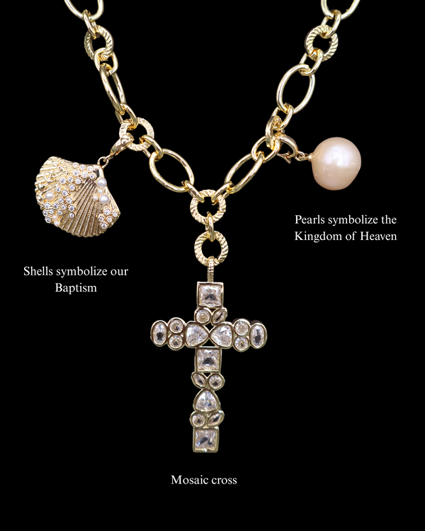 Chunky Cross Shell Necklace