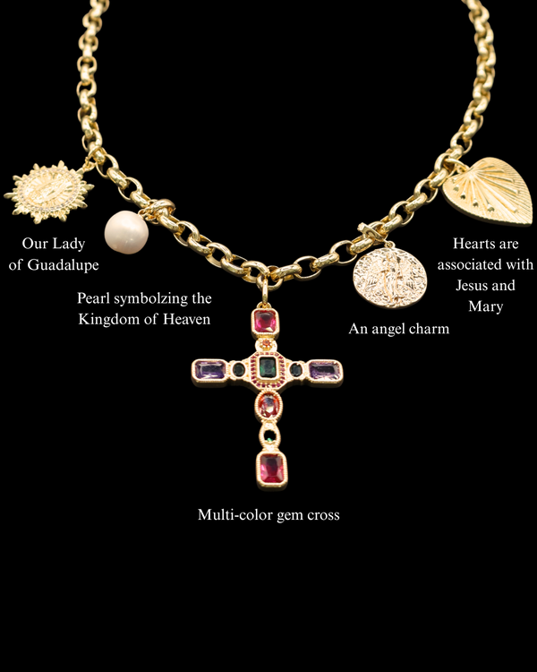 Multi-Color Cross Charm Necklace