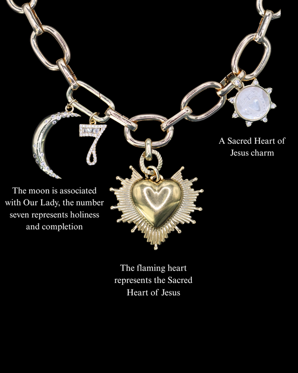 Moon & Sacred Heart Necklace