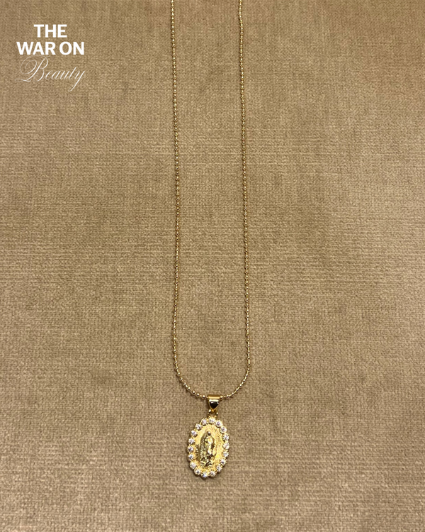 Our Lady of Guadalupe oval gem necklace