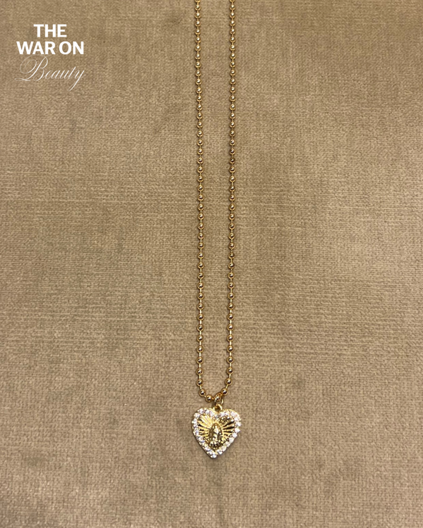 Our Lady of Guadalupe heart necklace (ball chain)