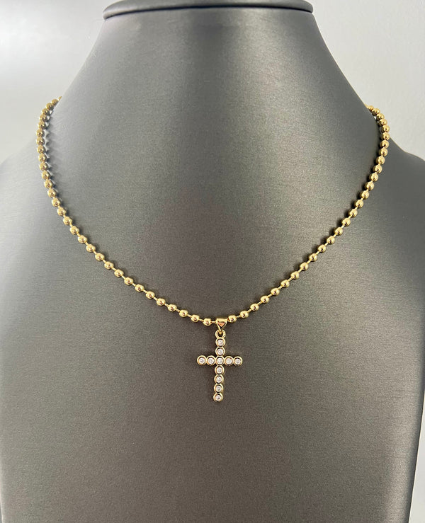 Circle gem cross necklace