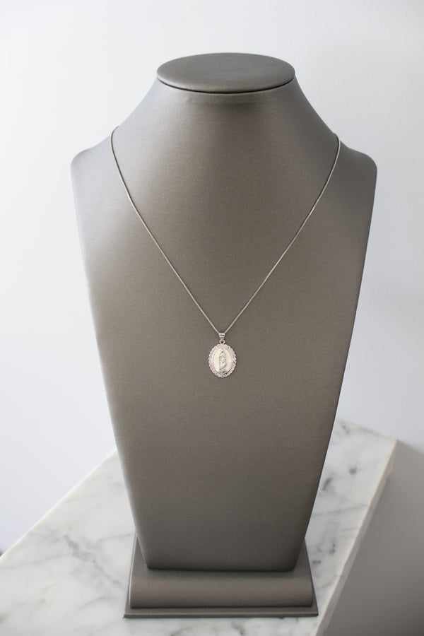 Silver Mosaic Our Lady Necklace