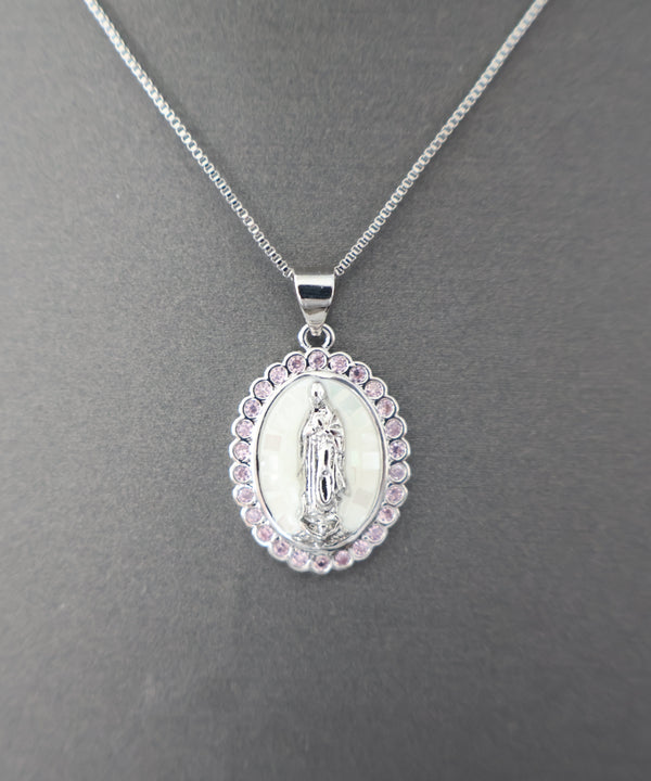Silver Mosaic Our Lady Necklace