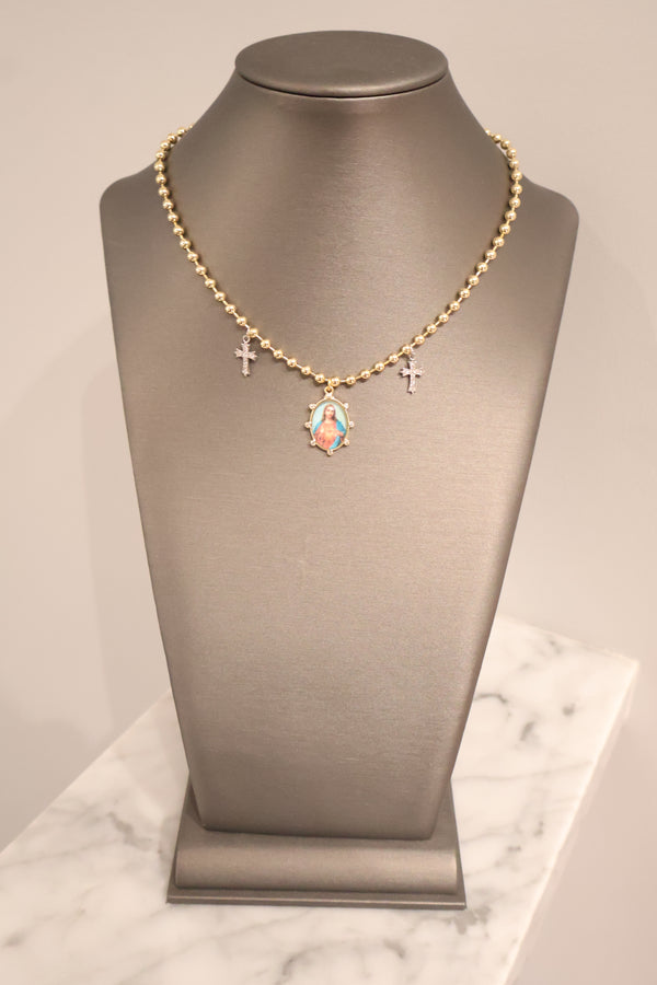 Sacred Heart Cross Necklace
