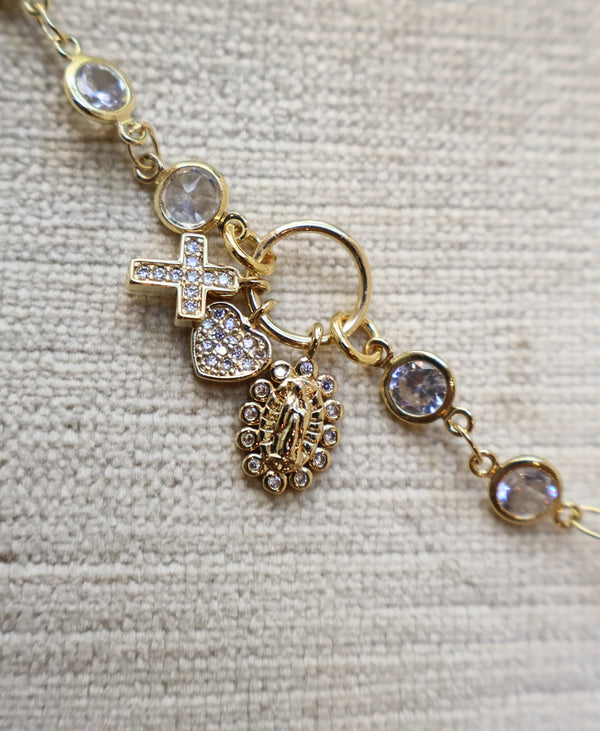 CZ Bezel Bracelet with Mini Charms