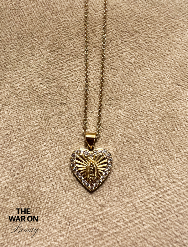 Our Lady of Guadalupe Heart Necklace